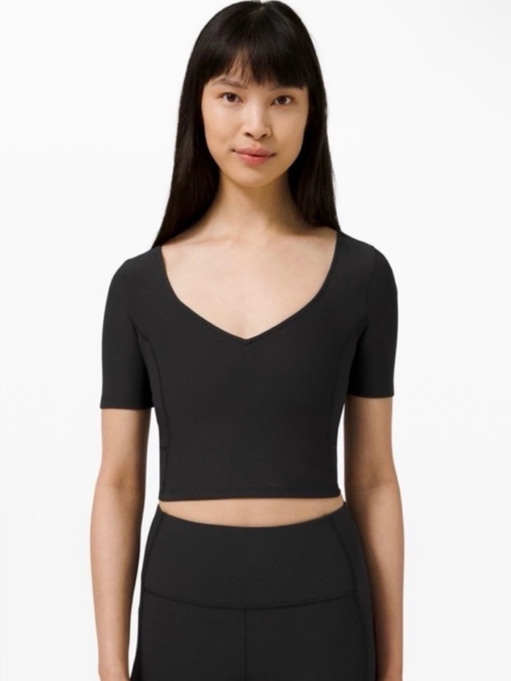 Lululemon Align Ribbed Contour Black Crop T Shirt 6